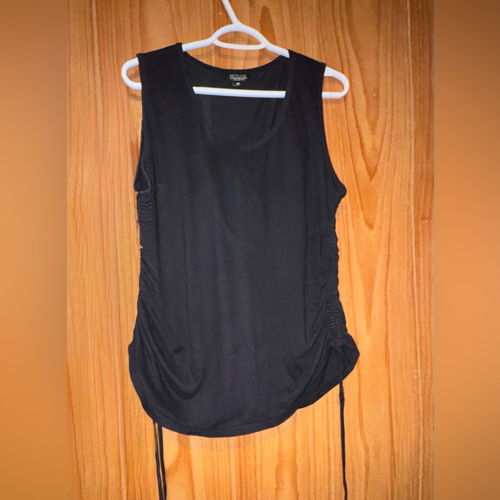Rouge Helium Black Tank Top with Side Ruching